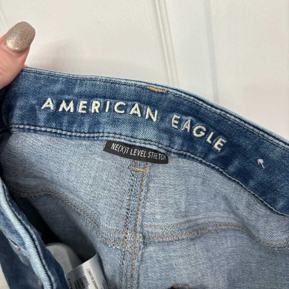 Medium Wash Distressed Hi-Rise Jeggings | American Eagle 2 Short